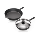 [CLR-SK-LD-KIT-3-G] Cooklife 3-Piece Cast Iron Skillet Bundle 12" & 10" with Lid