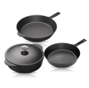 [CLR-SK-DO5-KIT-4-G] Cooklife 4-Piece Cast Iron Bundle 5.5 qt. Dutch Oven, 12" Skillet, 10" Skillet