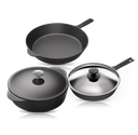 Cooklife 5-Piece Cast Iron Bundle 5.5 qt. Dutch Oven, 12" Skillet, 10" Skillet with Lid
