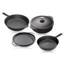 Cooklife 5-Piece Cast Iron Bundle 5.5 qt. Dutch Oven, 12" Griddle & Skillet, 10" Skillet