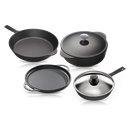 Cooklife 6-Piece Cast Iron Bundle 5.5 qt. Dutch Oven, 12" Griddle & Skillet, 10" Skillet with Lid